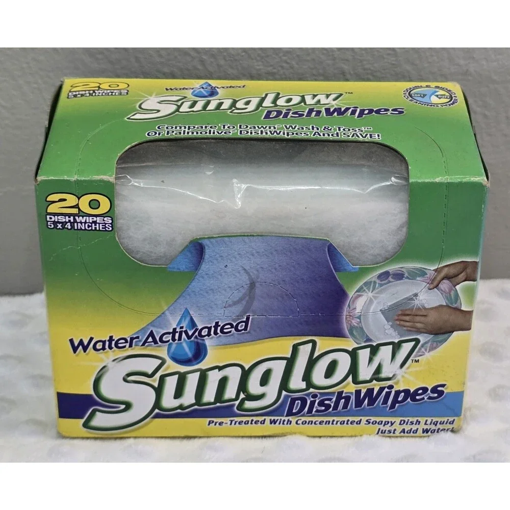 Sunglow Dish Wipes Original Disposable Pretreated Camping Discontinued Soap New
